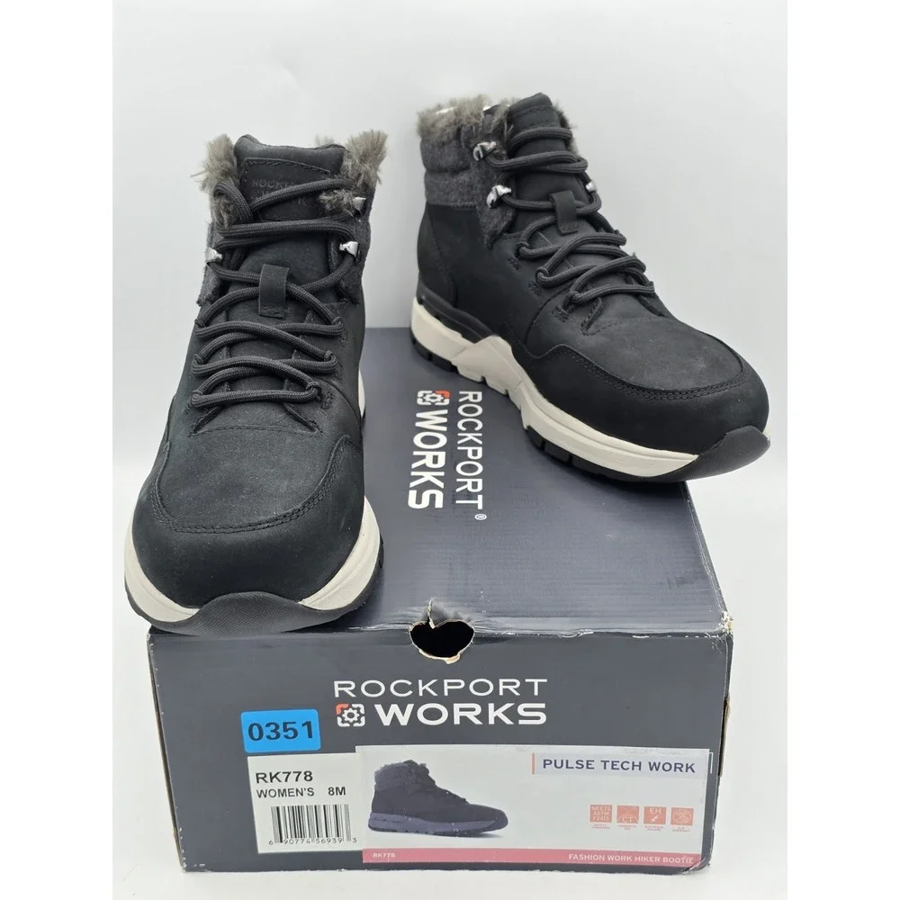 Rockport Women's‎ Pulse Tech Work Safety Boots – Black, Size 8M - RK778